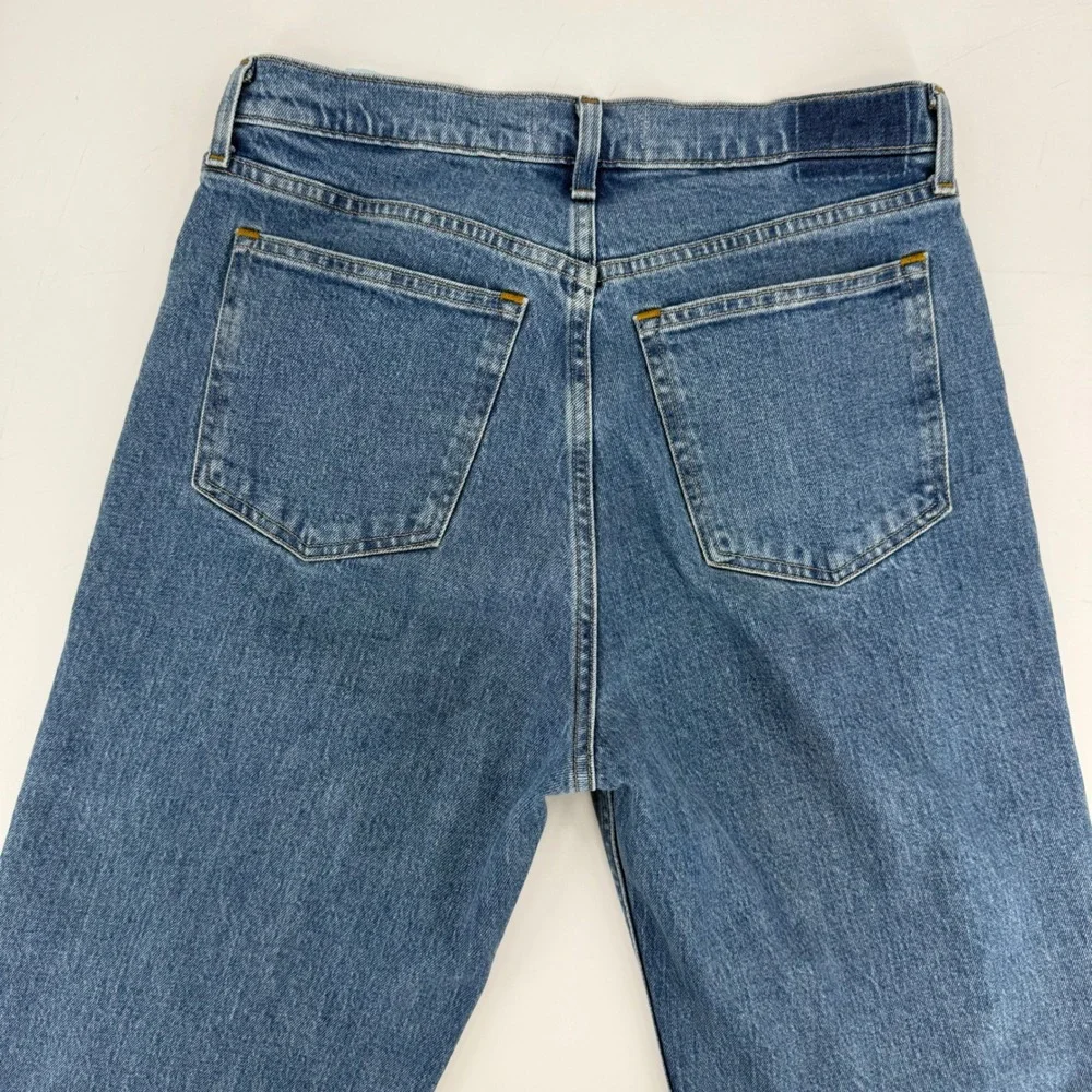 Abercrombie & Fitch The 90s Relaxed Jean High Rise Blue Denim 30 10R Raw Hem